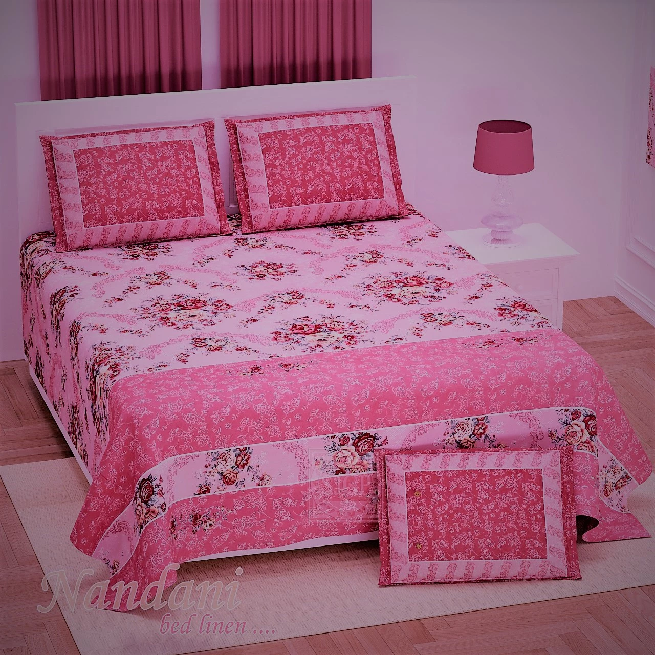 pink_floral_premium_kingsize_twill_cotton_double_bedsheet