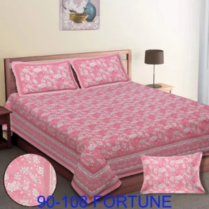 pink white floral double bedsheet