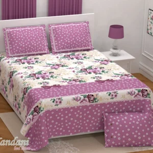 pink_white_floral_cotton_twill_bedsheet