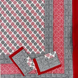 red_black_booti_white_cotton_double_bedsheet