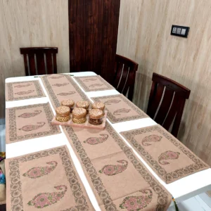 beige_red_handblock_table_runner_table_mats