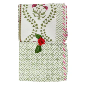 magenta_green_pair_of_single_handblock_mulmul_doar