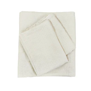 Exquisite ivory self checkered pure cotton double bedsheet and two pillow covers