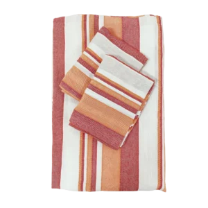 orange_red_white_striped_handloom_cotton_bedsheet