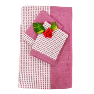 pink_white_honeycomb_handloom_doible_bedsheet
