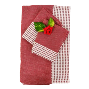red_white_handloom_honeycome_bedsheet