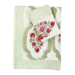 magenta_green_percale_handblock_cotton_bedsheet