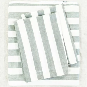 WHITE_GREY_STRIPED_COTTON_DOUBLE_BEDSHEET