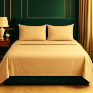 beige_taupe_cotton_satin_kingsize_bedsheet