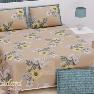 beige_yellow_cotton_twill_double_bedsheet