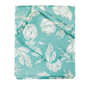 green_white_cotton_satin_double_bedsheet_superkingsize