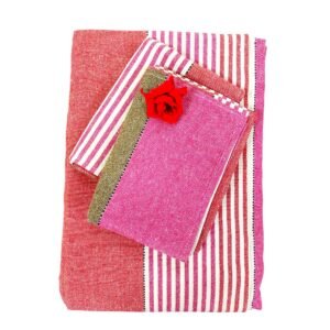 red_pink_white_handloom_bedsheet