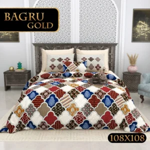 rhombus_brown_white_cotton_double_bedsheet