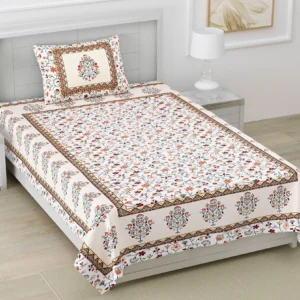 cream_orange_brown_single_cotton_bedsheet
