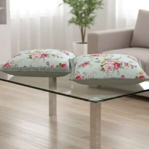 Shades of pastel green and pink floral print on double cotton twill bedsheet