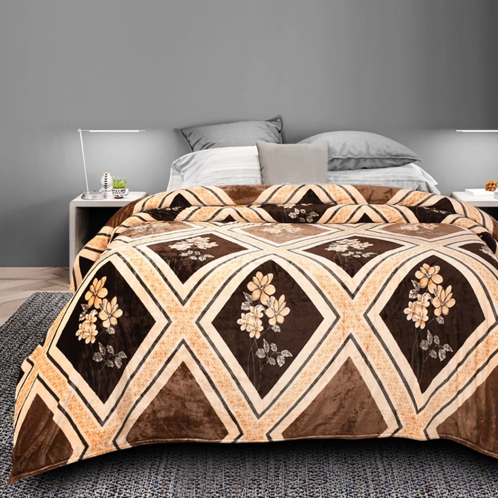 Supersoft warm bedsheet and pillow covers in beautiful colours of brown and beige in charming print