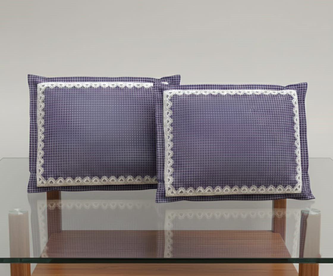 Exquisite purple floral premium twill cotton double bedsheet with two pillow covers - Image 2