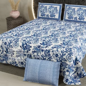 white_blue_superkingsize_cotton_bedsheet