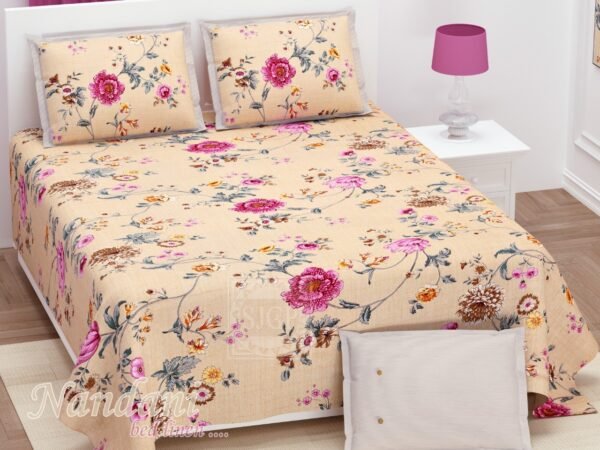 beige_magenta_twill_cotton_superkingsize_double_bedshee