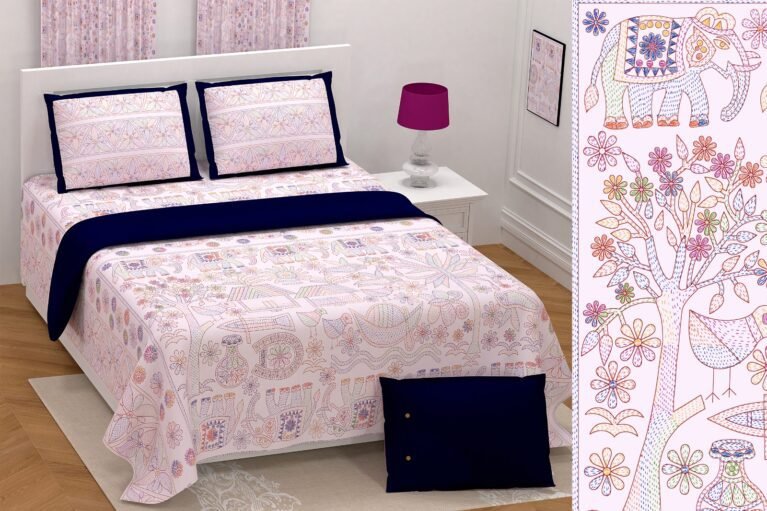 pink_kantha_print_cotton_double_bedsheet