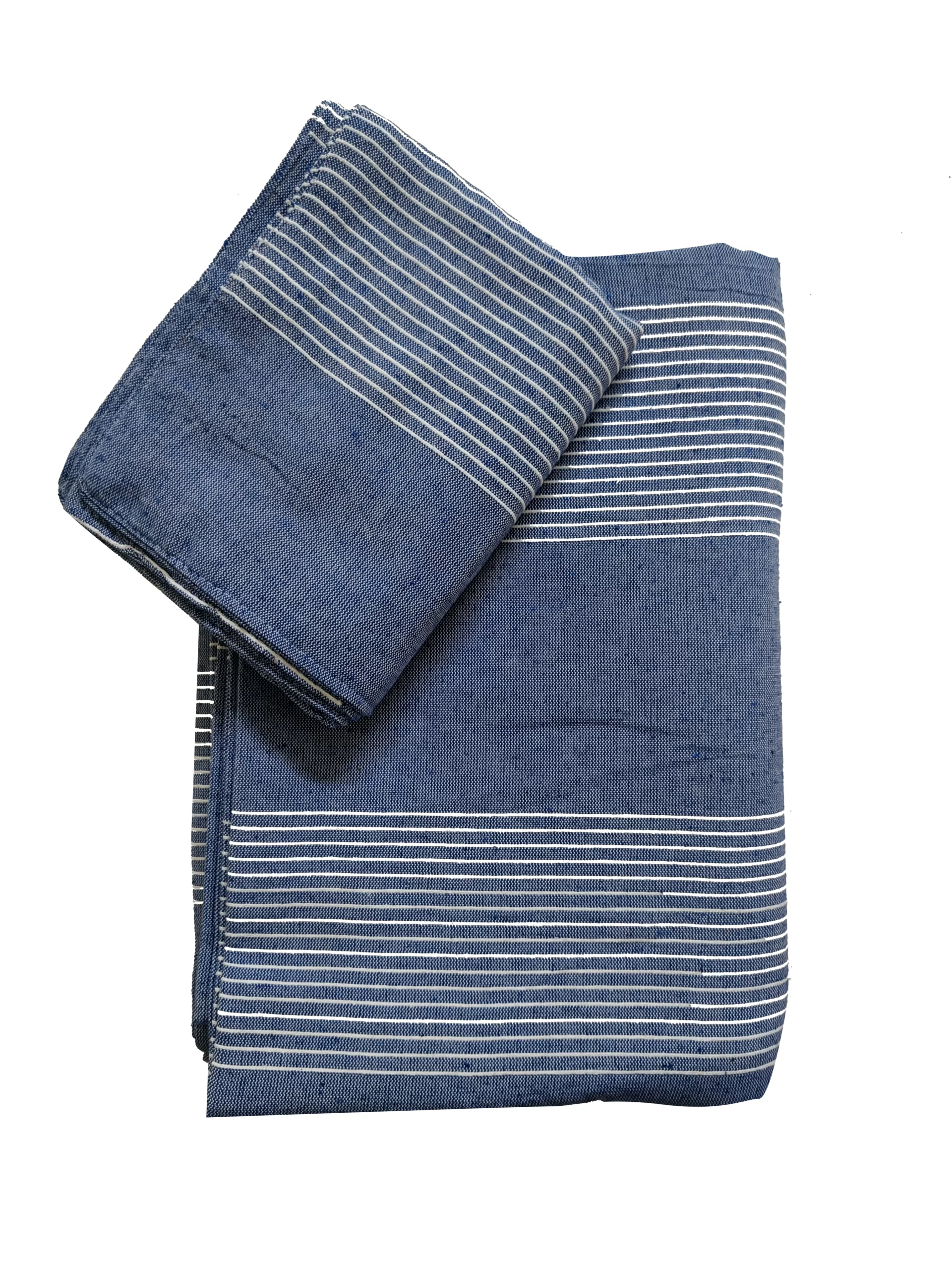 Elegant design in blue and white on cotton handloom double bedsheet