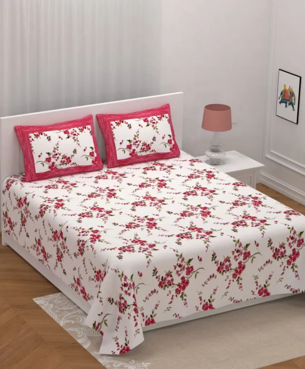 BIRDPRINT_WHITE)RED_SINGLE_COTTON_BEDSHEet