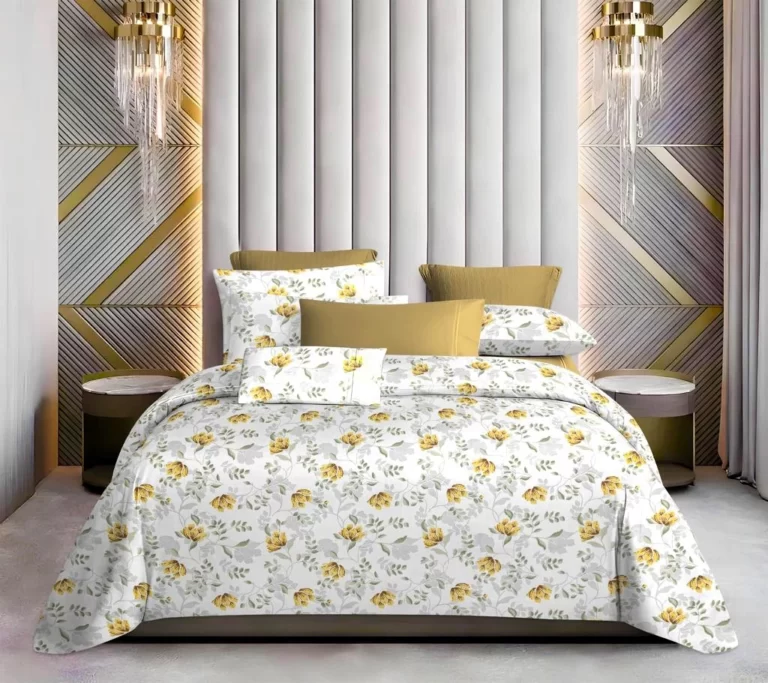 WHITE_yellow_cotton_double_bedsheet