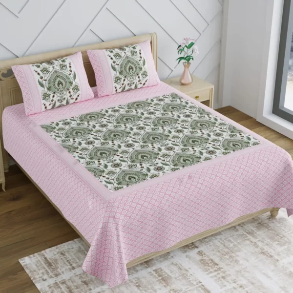 pink_olive_double_bedsheet_cptton