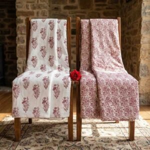 Exquisite pink, maroon and white pair of single dohar in premium cotton