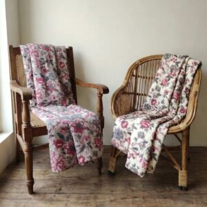 Exquisite mauve and white pair of single dohars in premium cotton