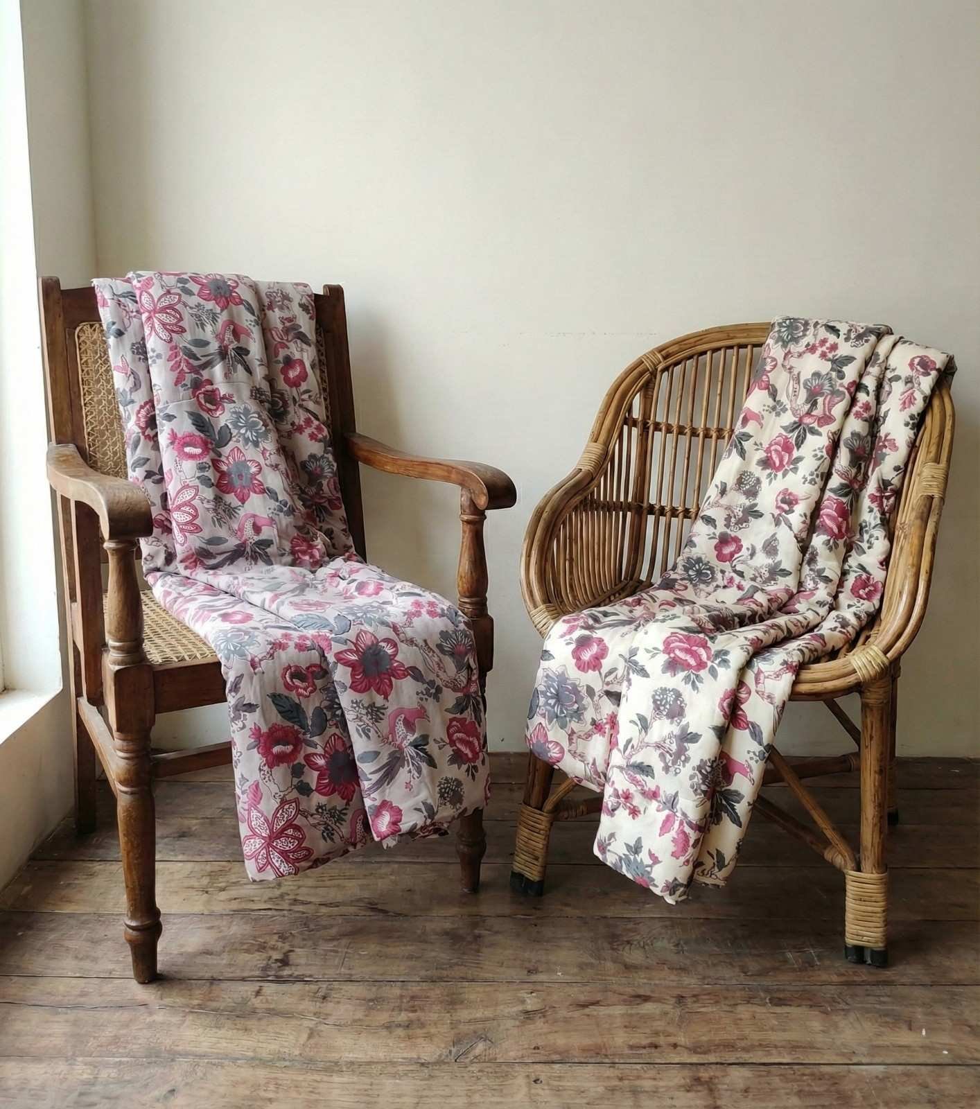 Exquisite mauve and white pair of single dohars in premium cotton - Image 2