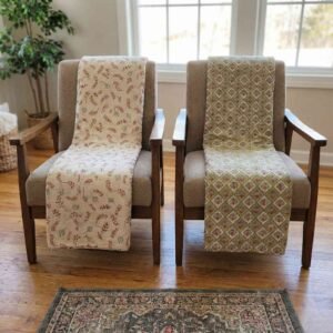 Exquisite green and pink and white pair of single dohars in premium cotton