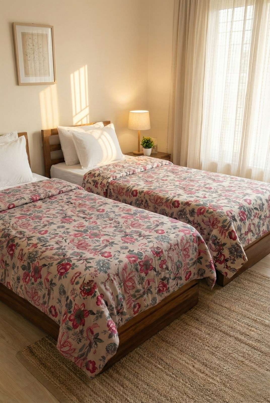 Exquisite mauve and white pair of single dohars in premium cotton - Image 3