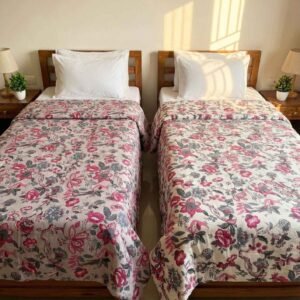 Exquisite mauve and white pair of single dohars in premium cotton