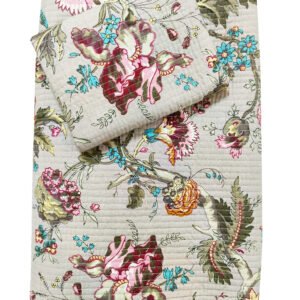 beige flaoral quilted bedcover