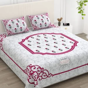 magenta grey white double bedsheet