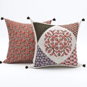 Exquisite quilted patchwork floral print cushion cover set of 5 cushions in multicolours