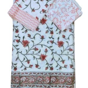 pinkgrey white handblock bedsheet