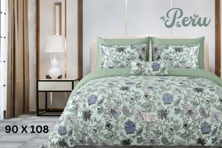 green_grey+cotton_double_bedsheet