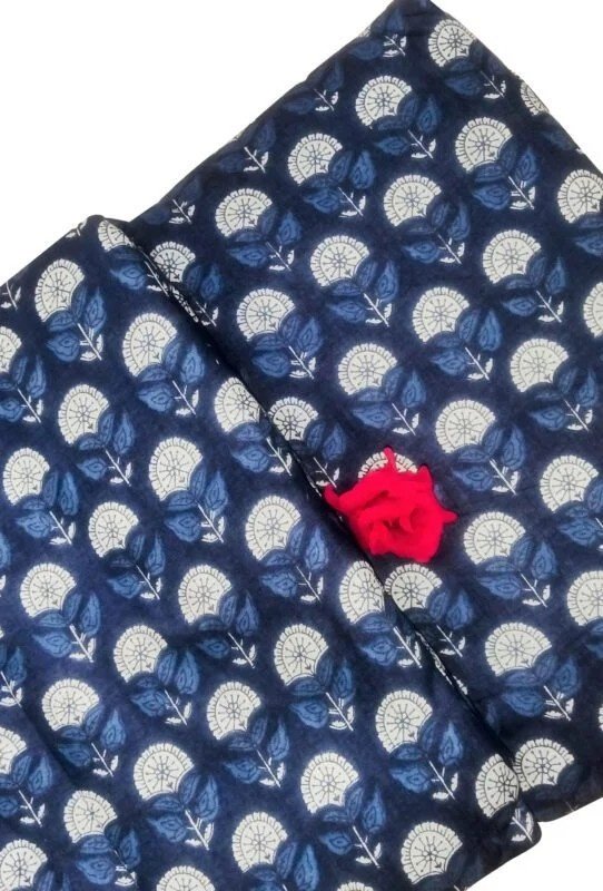 Exquisite pure cotton indigo blue and white pair of single dohar in premium mulmul - Image 3