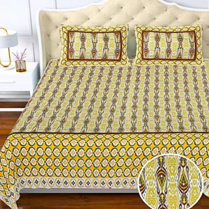 cream_mustard_cotton_double_bedsheet