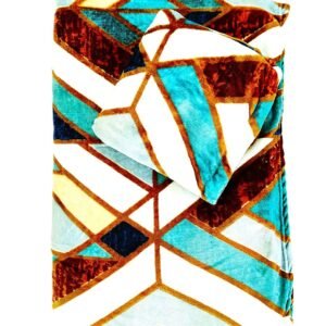Supersoft warm geometric design bedsheet and  pillow covers in beautiful shades of turquoise, brown, cream and white