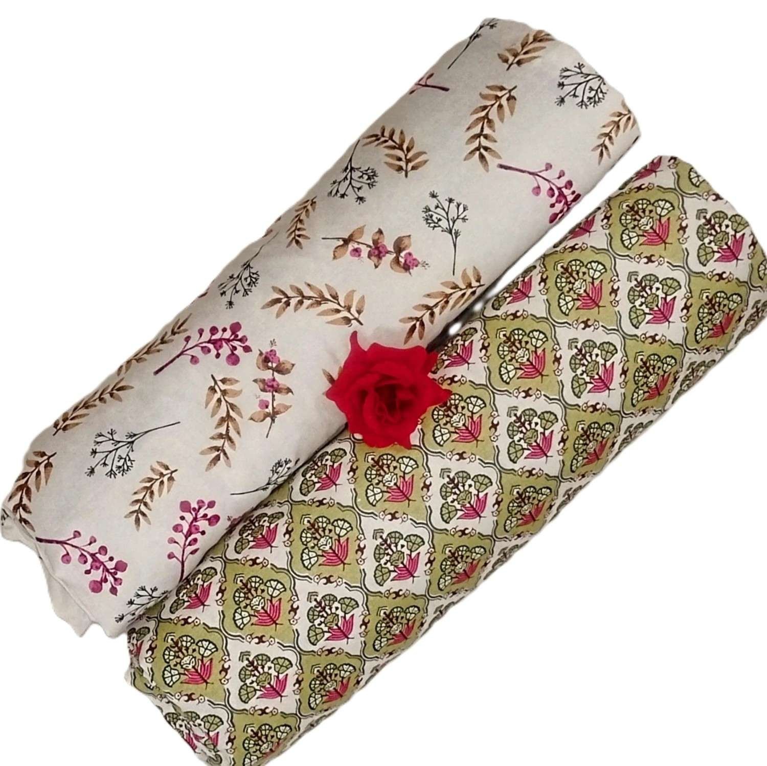 Exquisite green and pink and white pair of single dohars in premium cotton - Image 4