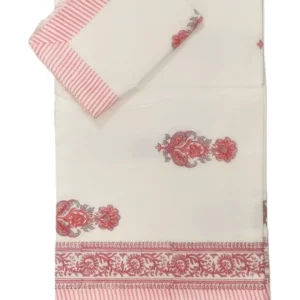 orange_white_handblock_superkingsize_bedsheet_cotton