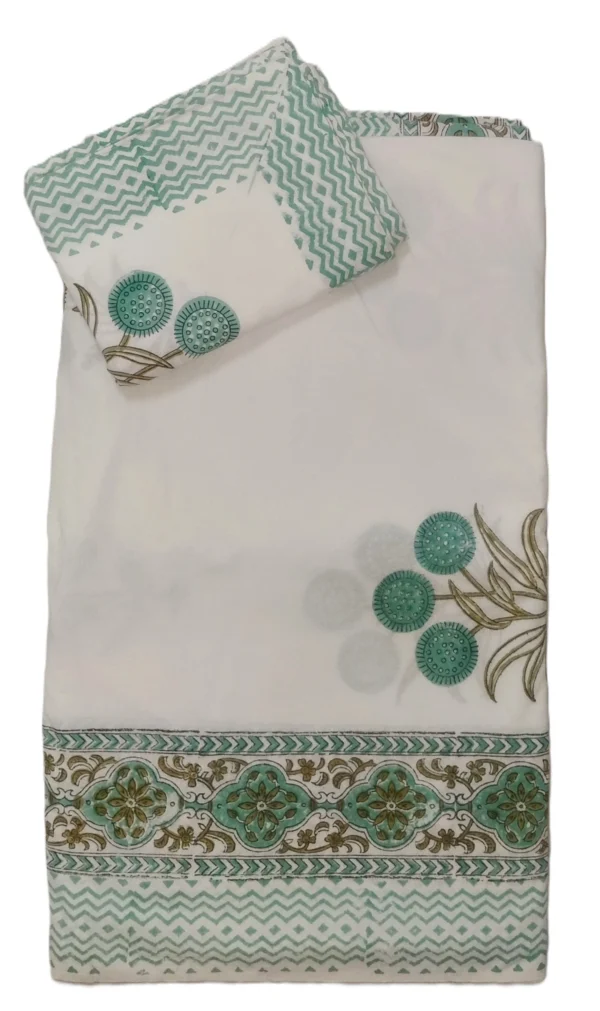 white_light_turquoise_superkingsize_bedsheet_handblock_cotton