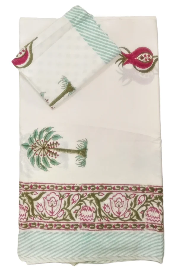 MAGENTA WHITE HANDBLOCK BEDSHEET SUPERKINGSIZE