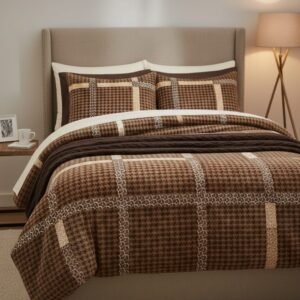 Supersoft warm floral design bedsheet and pillow covers and dohar cum duvet cover in beautiful shades of brown