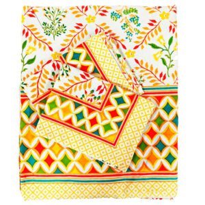 yellow_orange_green_cream_cotton_double_bedsheet