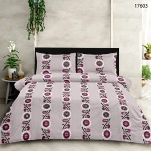 Floral mauve_pink double bedsheet and two pillow covers in premium cotton