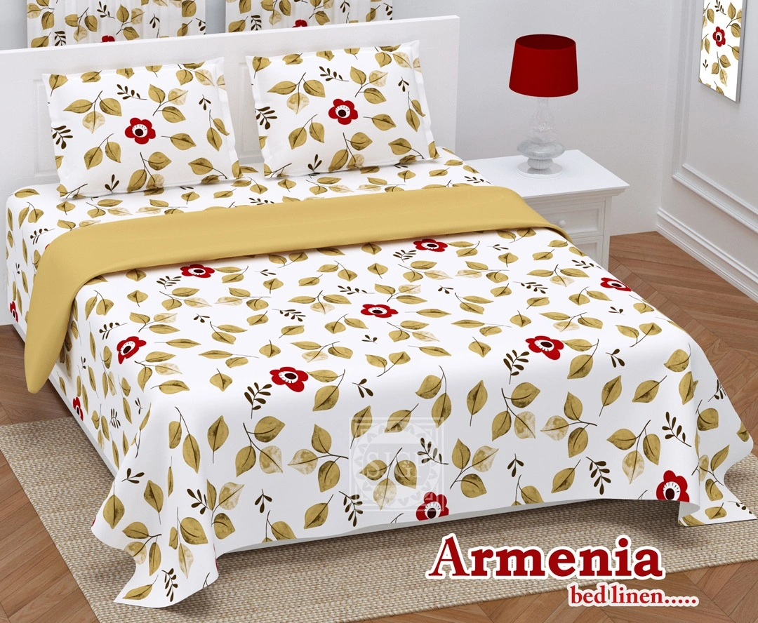 nandani_white_maroon_sloral_superkingsize_cotton_twill_superkingsize bedsheet